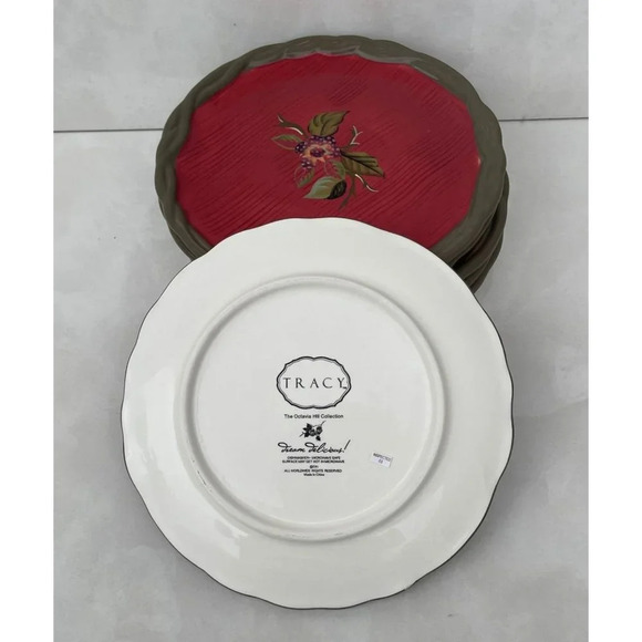 Set 6 Tracy Porter Octavia Hill Collection Floral Country Rustic Lunch Plates 8" - Picture 9 of 12